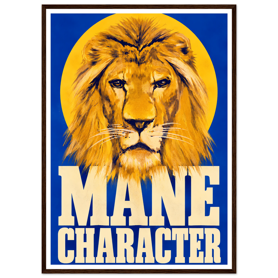 MANE CHARACTER, wooden frame, dark wood frame