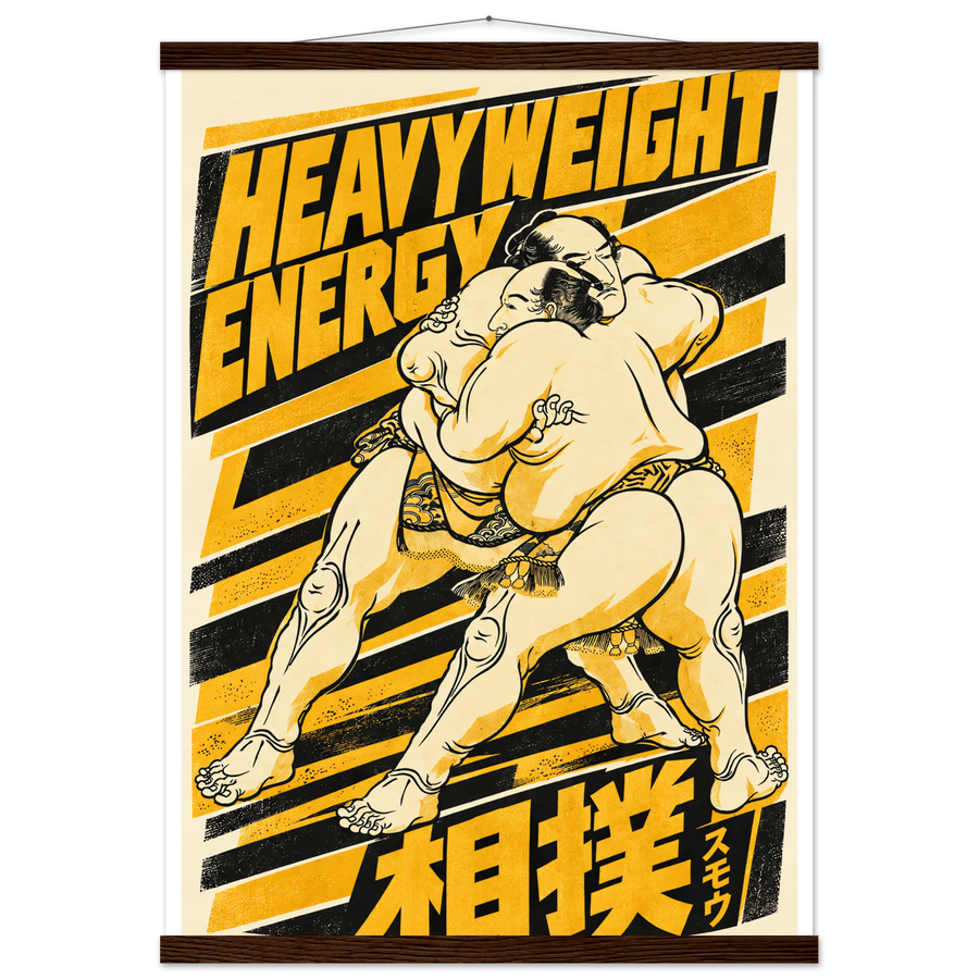HEAVYWEIGHT ENERGY, magnetic hanger, dark wood wall hanger