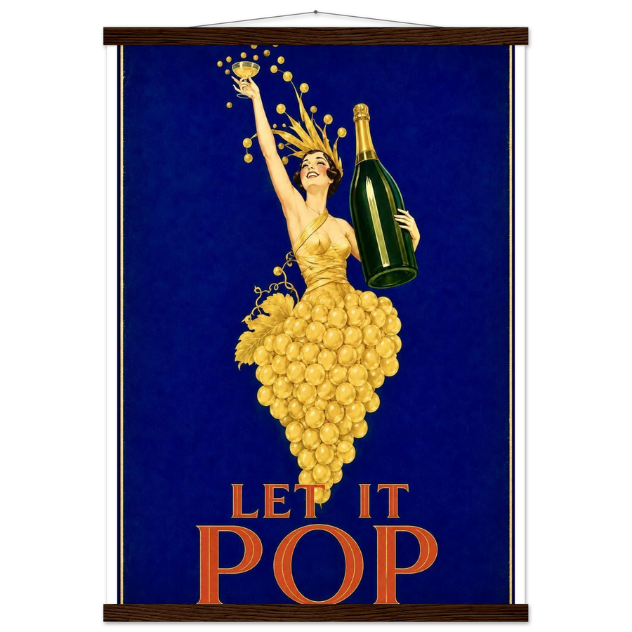 LET IT POP, magnetic hanger, dark wood wall hanger
