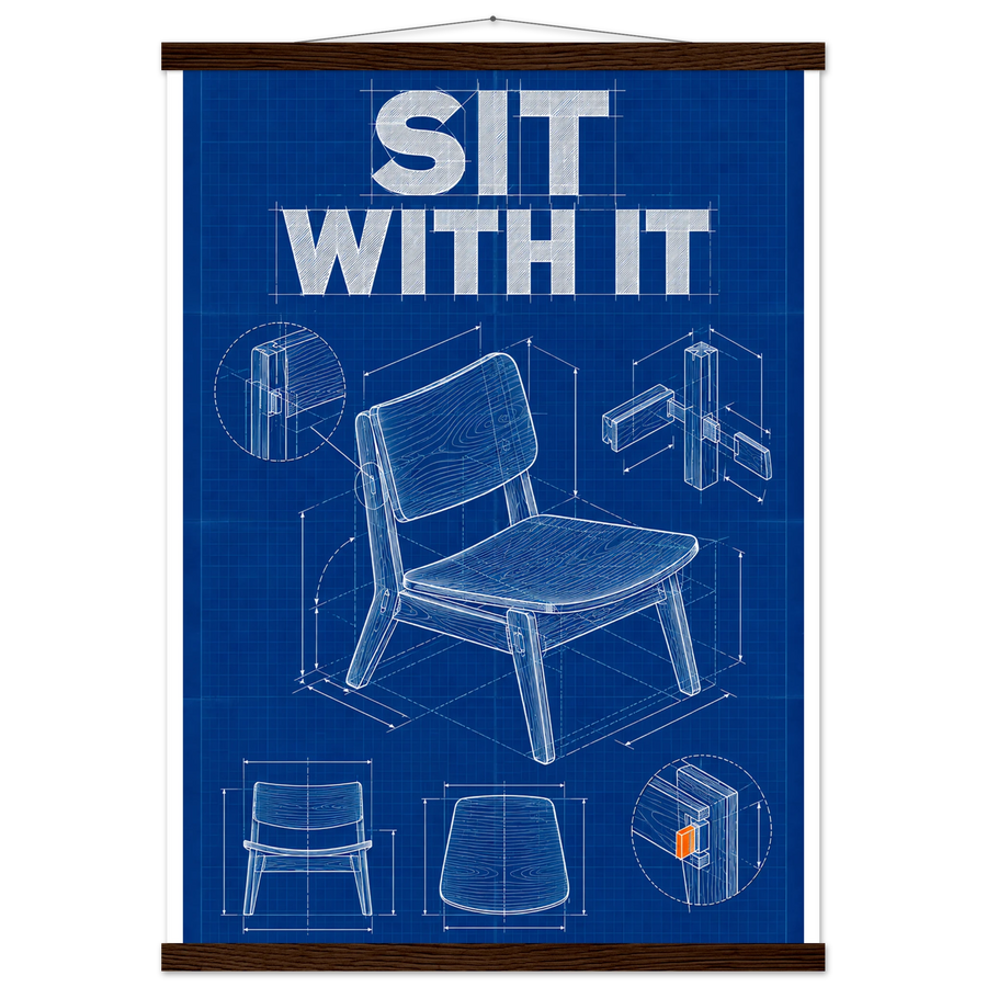 SIT WITH IT, magnetic hanger, dark wood wall hanger