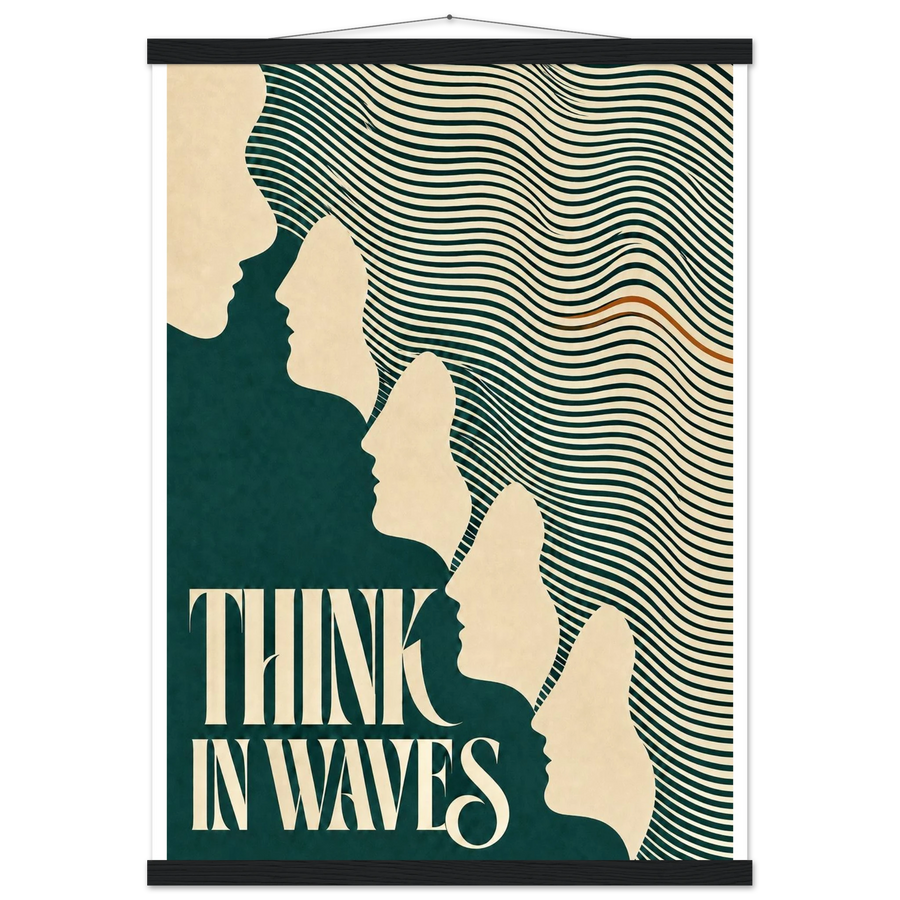 THINK IN WAVES, magnetic hanger, black wall hanger