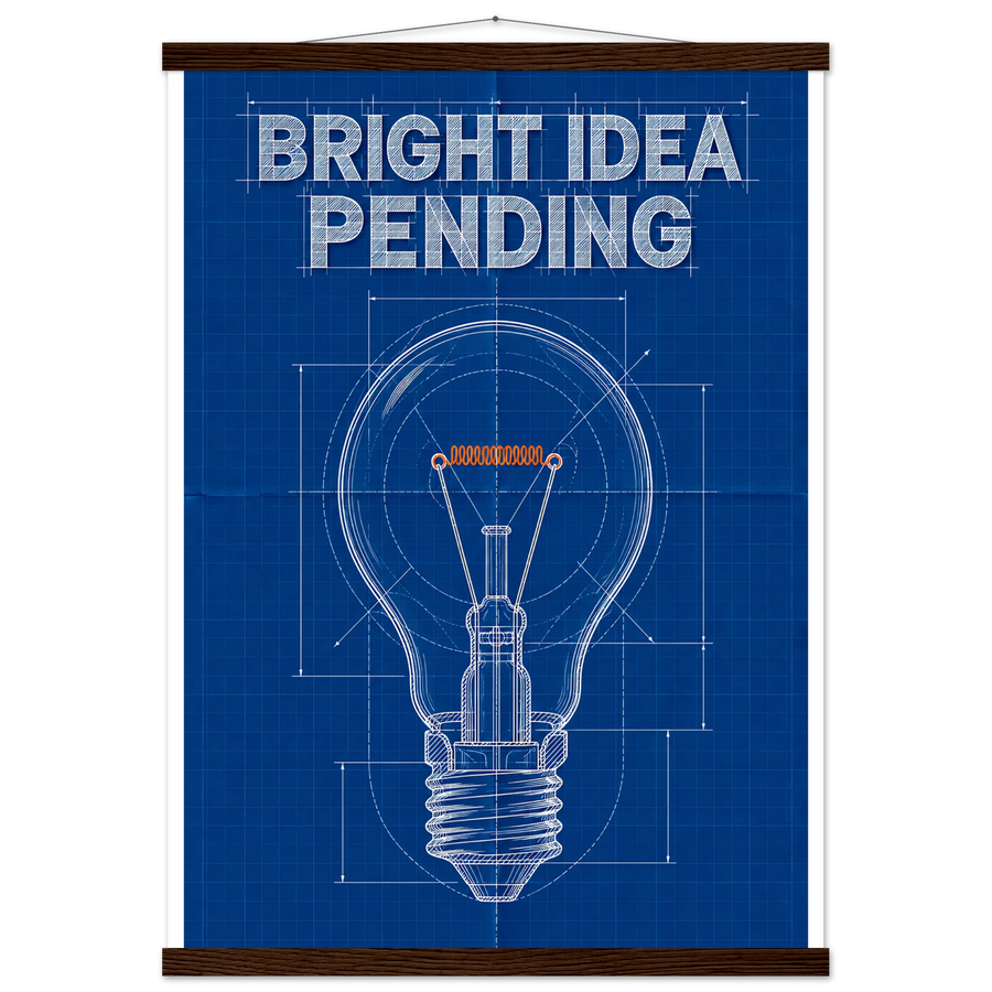 BRIGHT IDEA PENDING, magnetic hanger, dark wood wall hanger