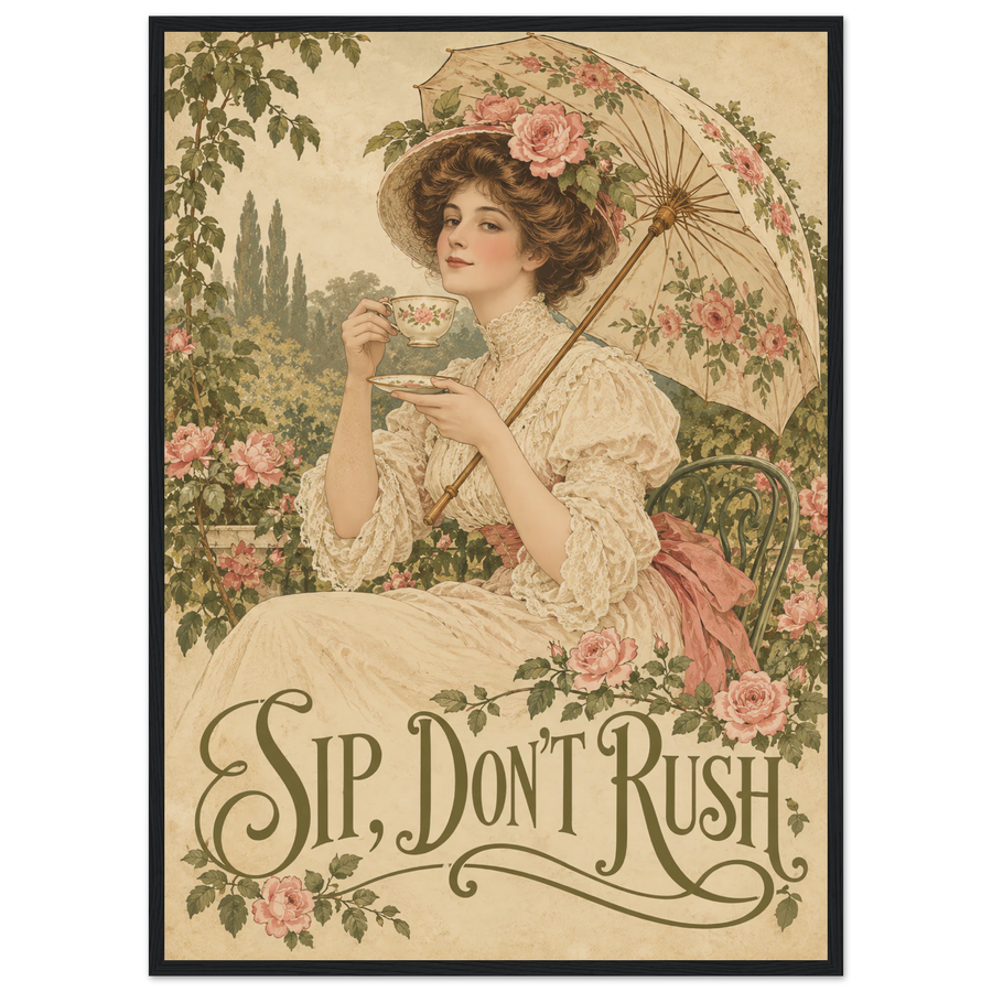 SIP, DON'T RUSH, wooden frame, black frame