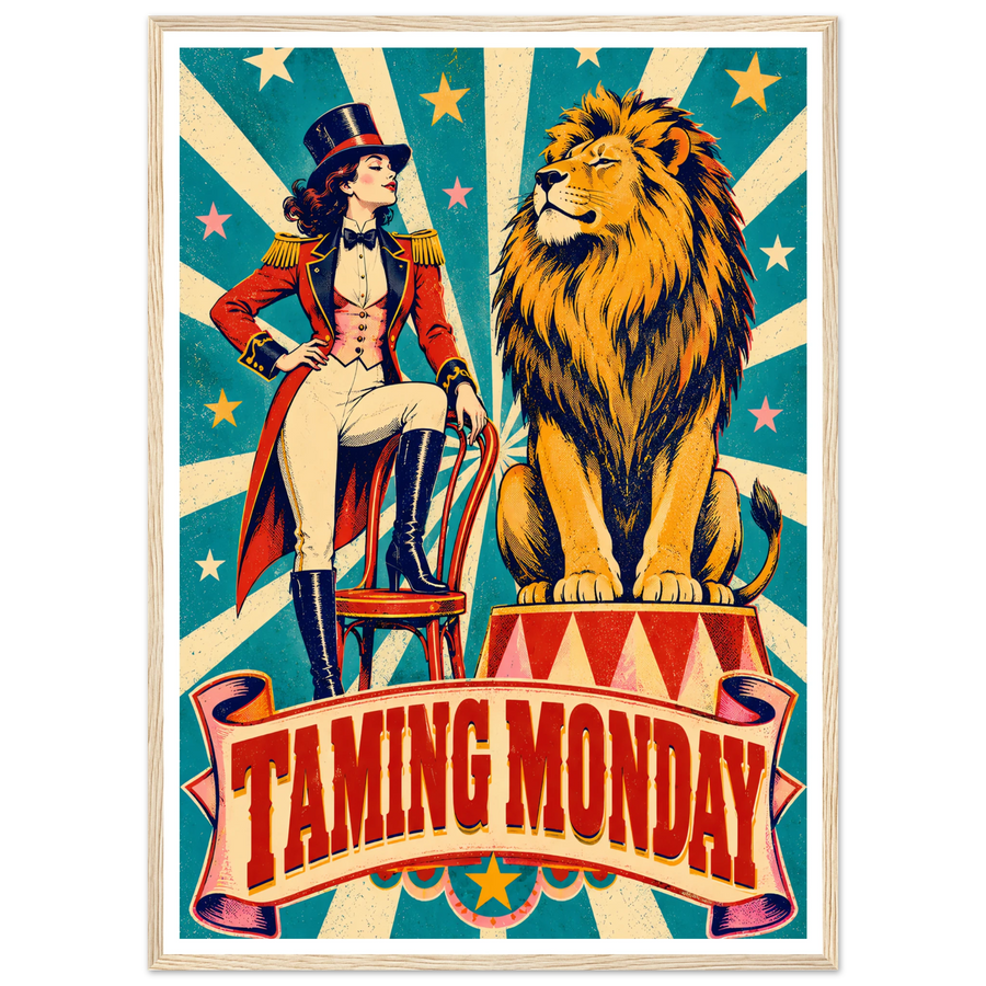 TAMING MONDAY, wooden frame, wood frame