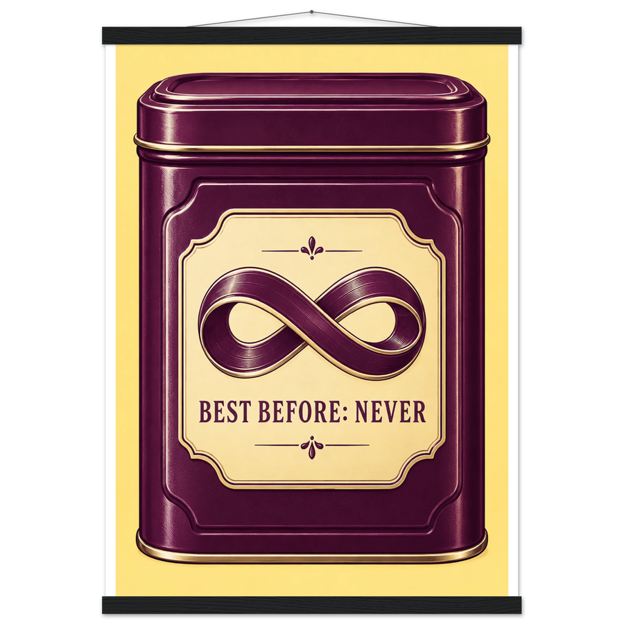 BEST BEFORE: NEVER, magnetic hanger, black wall hanger
