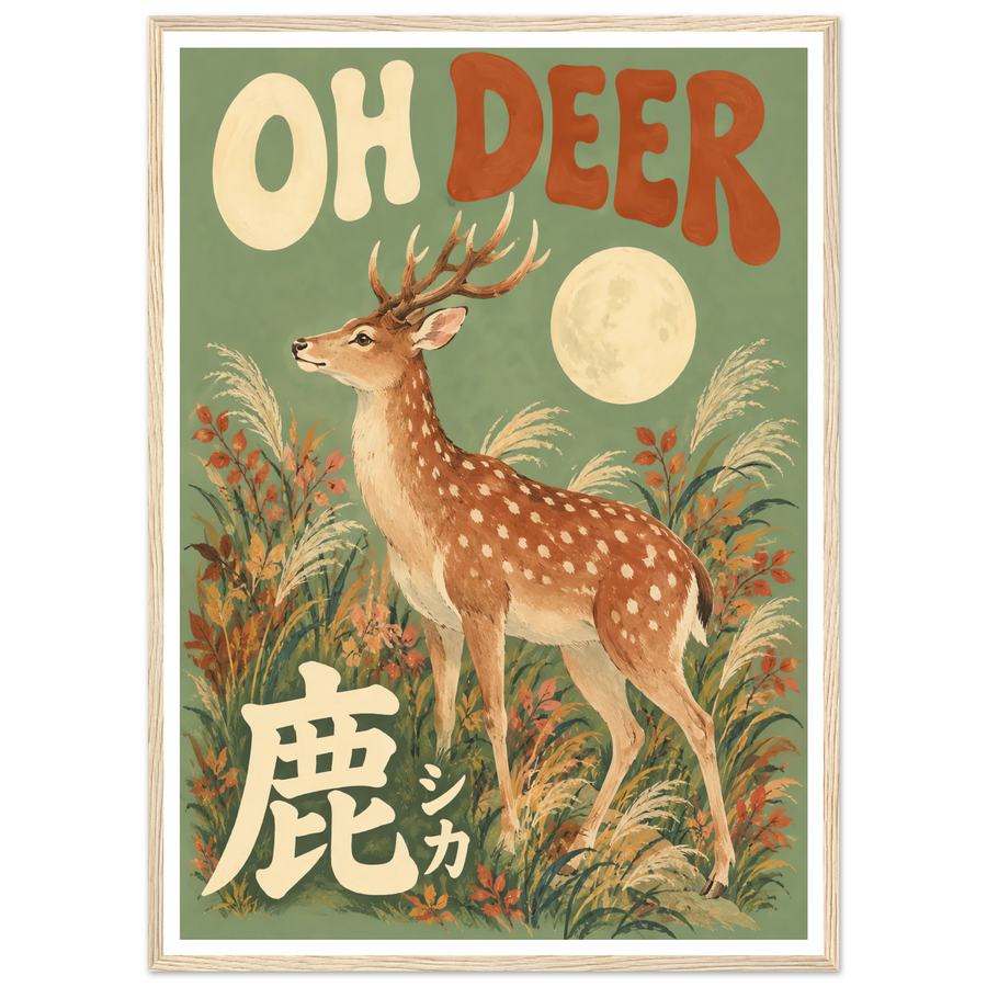 OH DEER, wooden frame, wood frame