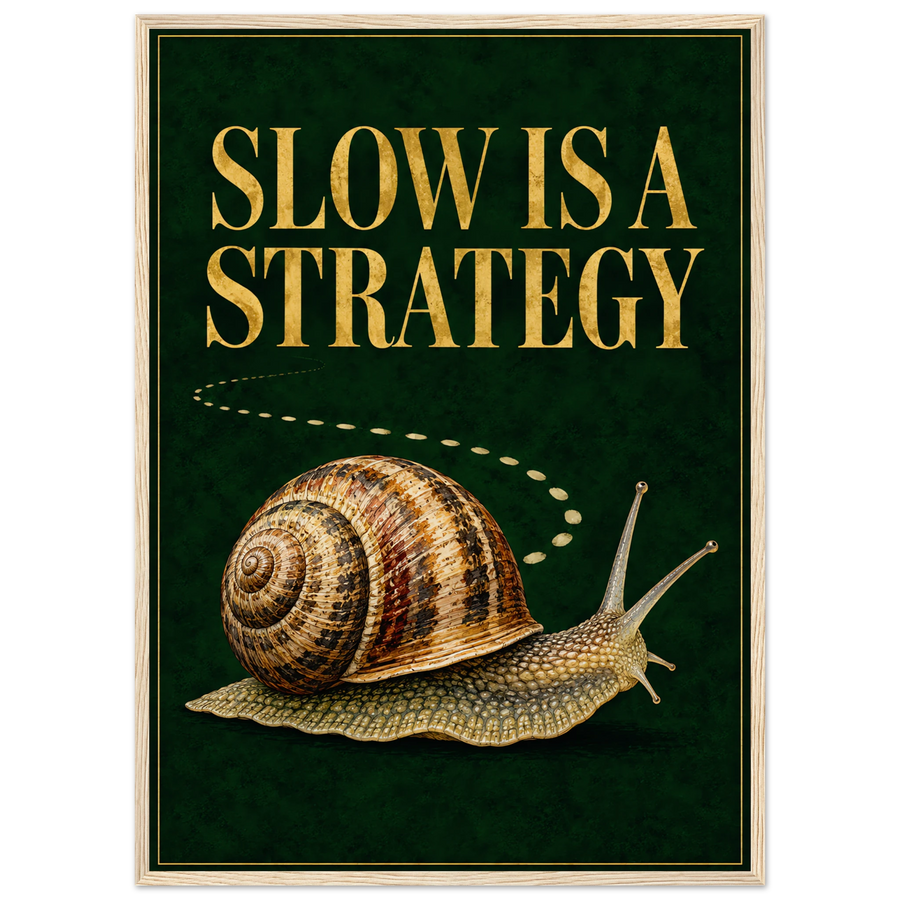 SLOW IS A STRATEGY, wooden frame, wood frame
