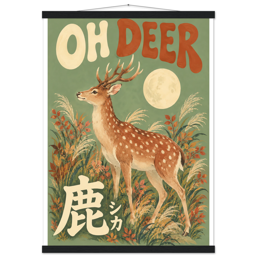 OH DEER, magnetic hanger, black wall hanger