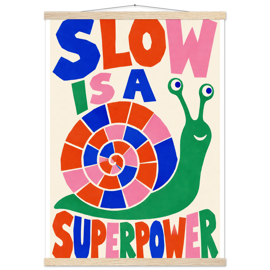 SLOW IS A SUPERPOWER, magnetic hanger, natural wood wall hanger