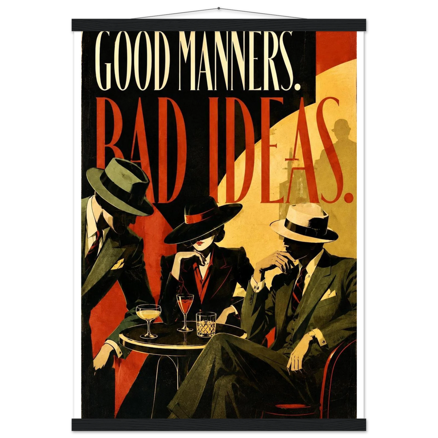 GOOD MANNERS BAD IDEAS, magnetic hanger, black wall hanger