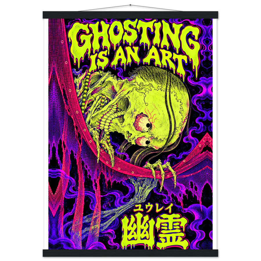 GHOSTING IS AN ART, magnetic hanger, black wall hanger