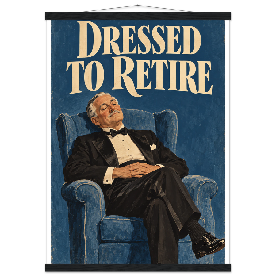 DRESSED TO RETIRE, magnetic hanger, black wall hanger