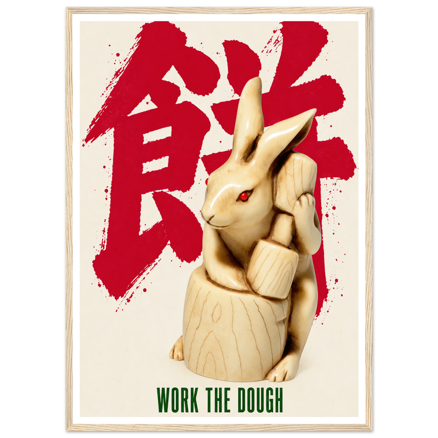 WORK THE DOUGH, wooden frame, wood frame
