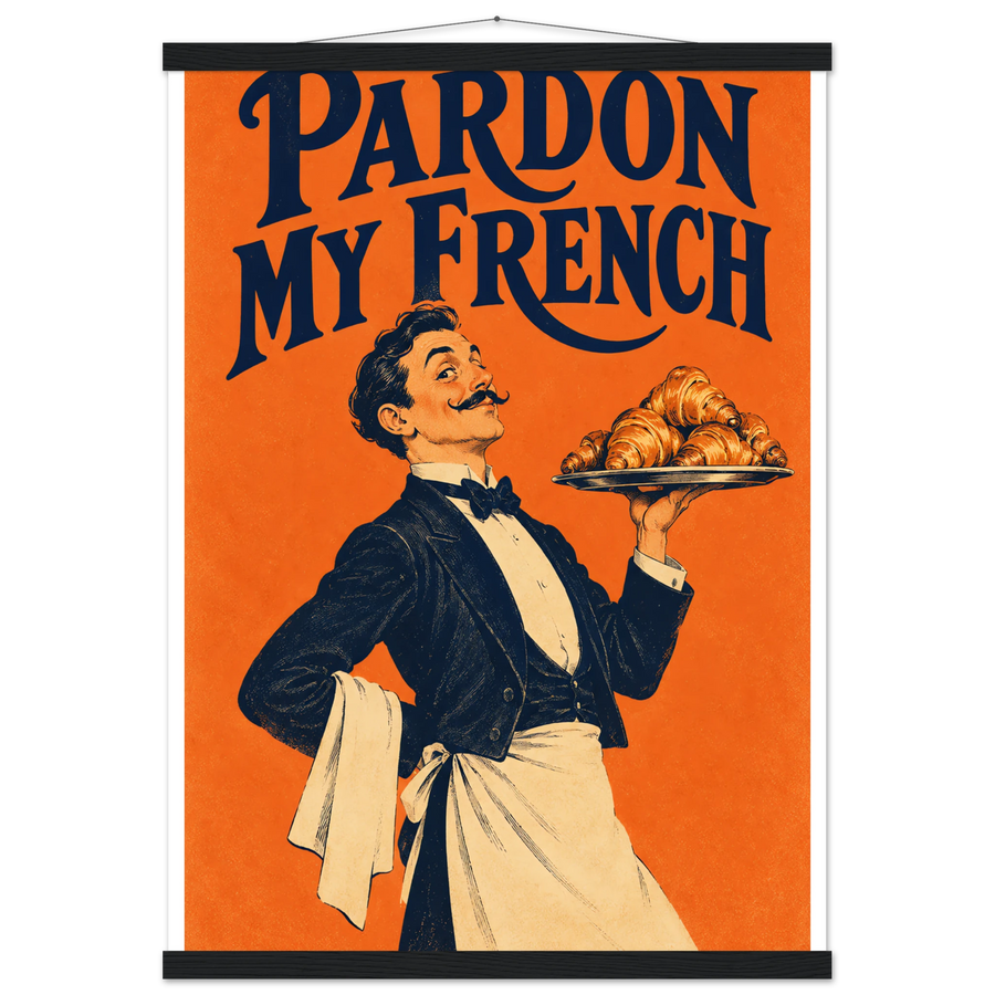 PARDON MY FRENCH, magnetic hanger, black wall hanger