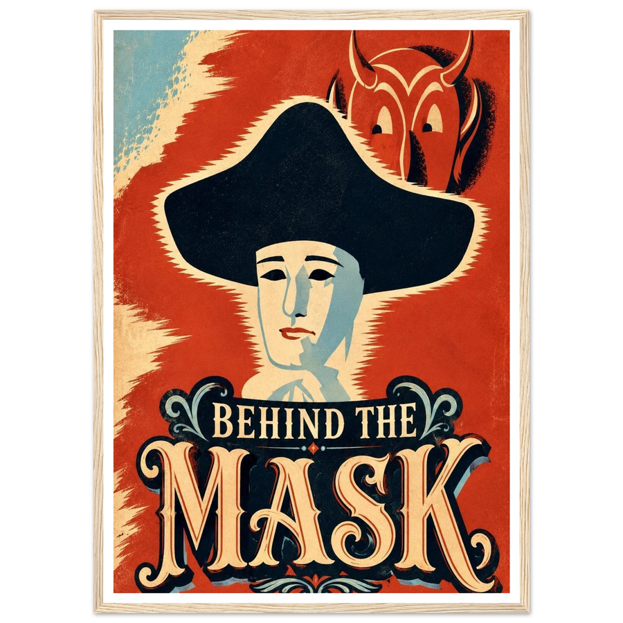 BEHIND THE MASK, wooden frame, wood frame