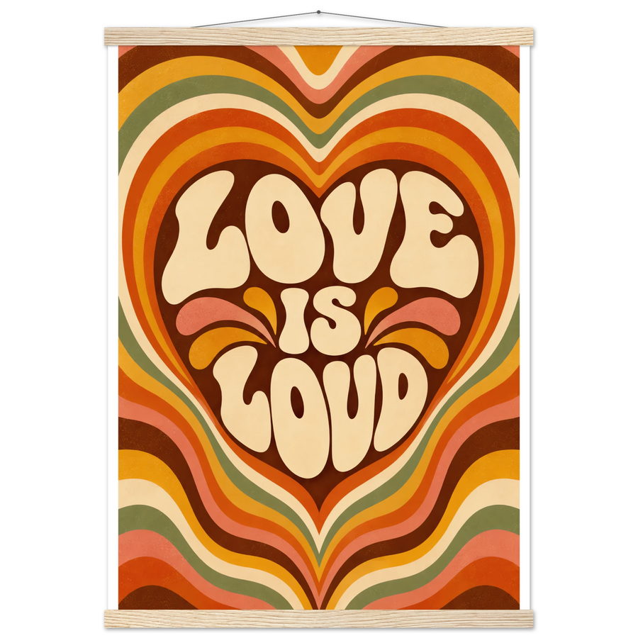 LOVE IS LOUD, magnetic hanger, natural wood wall hanger